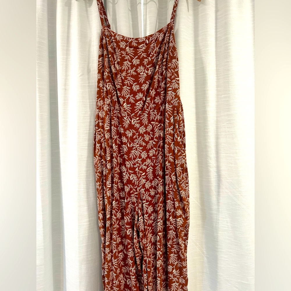 🔥Old Navy Women’s Orange Pattern Sleeveless Wide Leg Romper Size XL